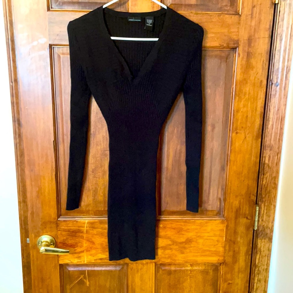 Size small, sweater dress in black.